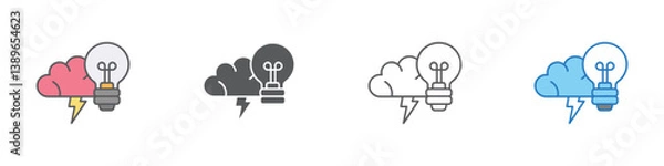 Fototapeta Thinking Icon Set Multiple Style Vector Collection