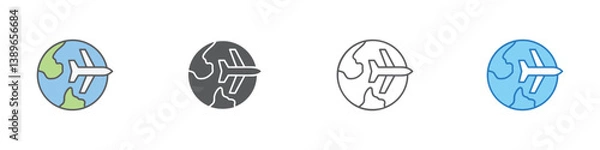 Fototapeta Travel Icon Set Multiple Style Vector Collection