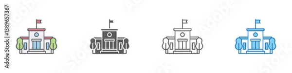 Fototapeta University Icon Set Multiple Style Vector Collection