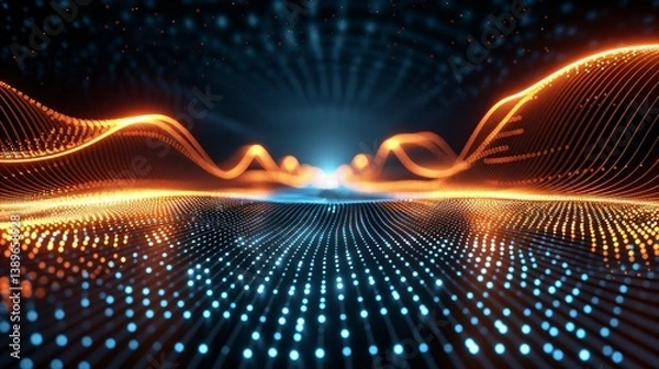 Fototapeta Dark metallic plate deflecting iron filings in curved patterns, demonstrating invisible magnetic forces in scientific experiment. Physics education concept, electromagnetism and magnetic field