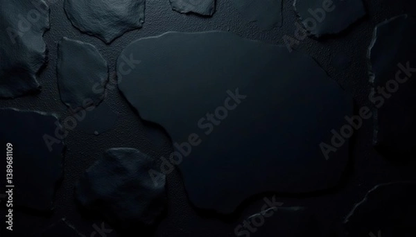Obraz Dark grey black slate texture with high resolution, background of natural black stone wall, slate,  black stone