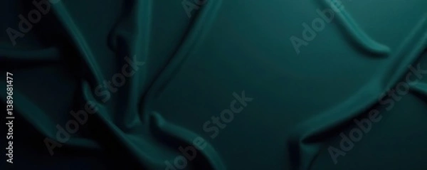 Obraz Dark matte background with a gradient of black, blue, and green tones, resembling a sleek petrol color Fabric surface with a minimalist design template,  black,  green