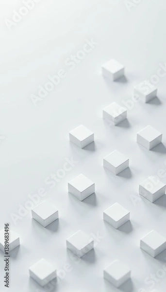 Obraz Geometric grid of white squares on light grey background,  minimalist,  clean