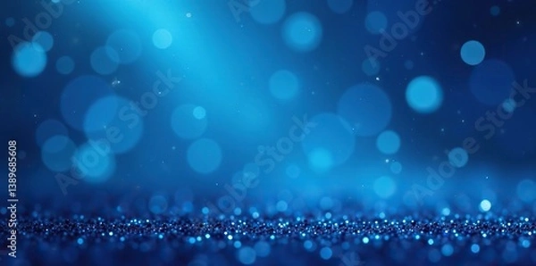Obraz Glamorous abstract blue background with glitter and bokeh lights,  backdrop,  decoration