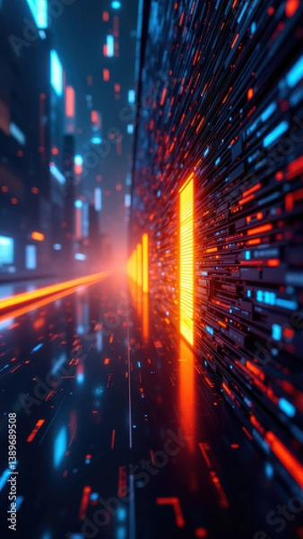 Fototapeta Advanced cybernetic security system with futuristic design elements.