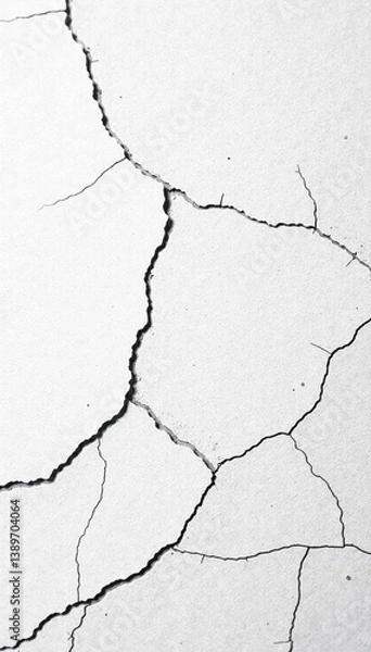 Fototapeta Cracked white concrete wall background with abstract texture,  design,  pattern
