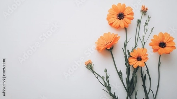 Fototapeta Orange gerber, white background. Generative AI