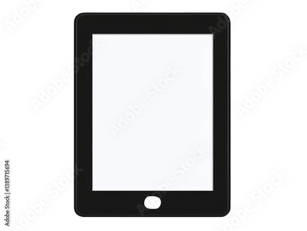 Fototapeta Black Tablet Device Illustration With White Screen Isolated on Transparent Background