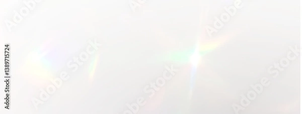 Fototapeta Png Crystal light glasses effect sparkle prism glare reflection effect. Crystal Banner optical rainbow lights, glare, rainbow, streak rainbow overlay. Falling confetti rainbow
