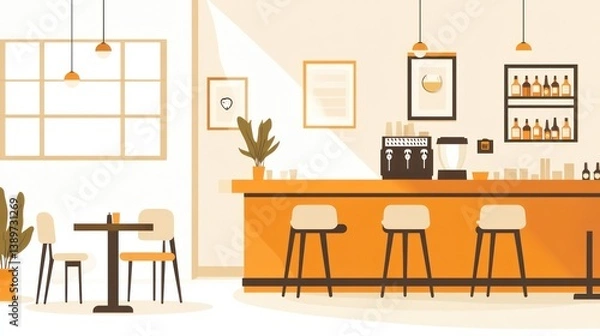 Fototapeta Cafe Interior, Empty Bar,  Modern Design,  Relaxing Atmosphere