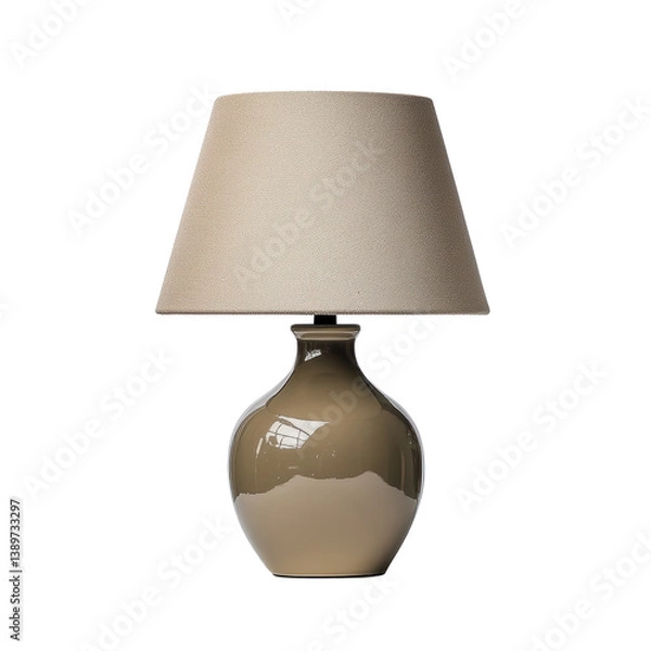 Fototapeta A stylish lamp featuring a ceramic base and a textured fabric shade, perfect for adding elegance to any space.