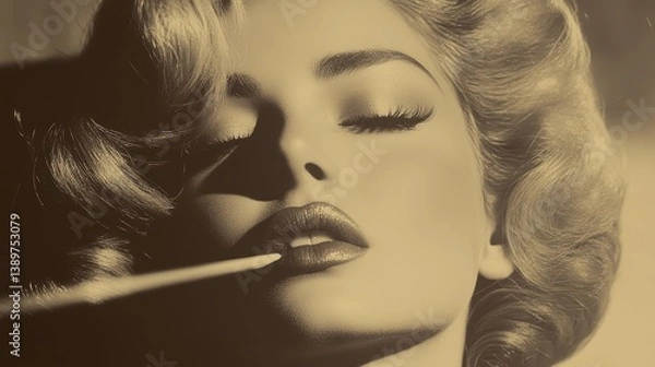 Fototapeta A vintage Hollywood style portrait with a touch of timeless glamour.