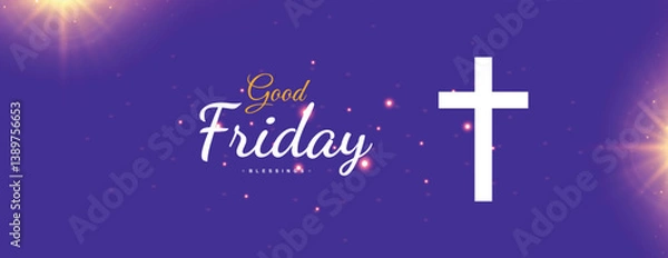 Obraz Good friday wishing and greeting social media banner, poster, with jesus, christ, template, design vector file