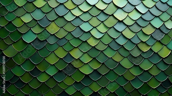 Fototapeta Emerald Green Dragon Scale Pattern Reptilian Texture Background Design