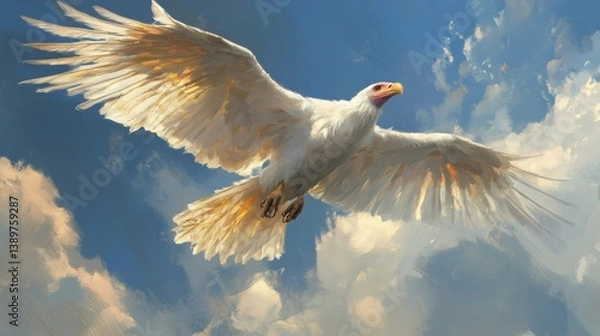 Obraz White Vulture Feathers. Generative AI