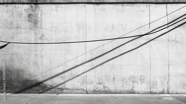 Obraz Wire shadow, sunlit wall. Generative AI