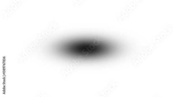 Obraz Black shadow blur dot soft center spot abstract background. White clean minimal backdrop. Smooth fade radial vignette gradient. Dark ink circle splash glow halo illusion depth concept