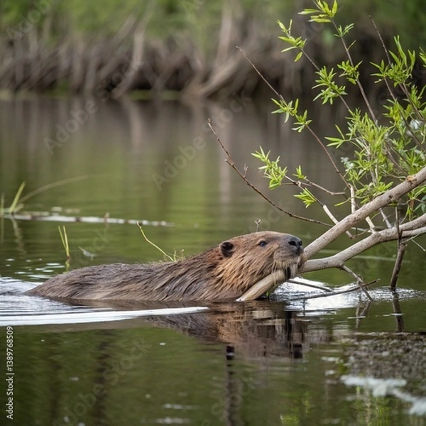 Fototapeta Beaver in River