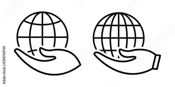 Fototapeta Hand with a globe icon design line vector style
