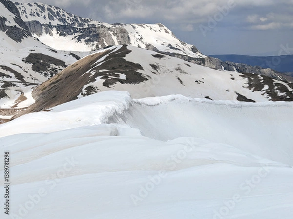 Obraz Panoramic view of Monte Elefante in Lazio with snow, Italy