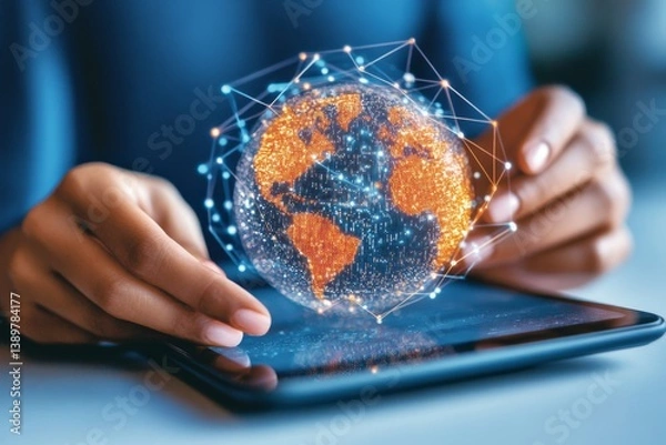 Fototapeta Interfaz digital del mercado de valores ESG que muestra el seguimiento en tiempo real de inversiones sostenibles