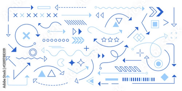 Fototapeta Set of arrows. Drawing and sketching set. Curved arrows on a white background. Vector illustration .