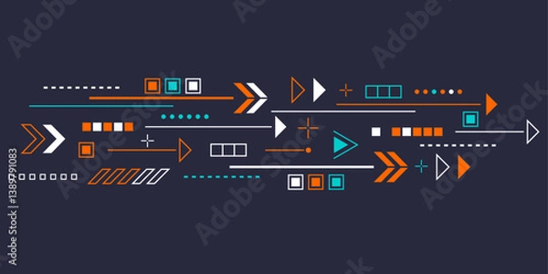 Fototapeta Geometric background of arrows. Abstract geometry. Squares and lines. Vector illustration .
