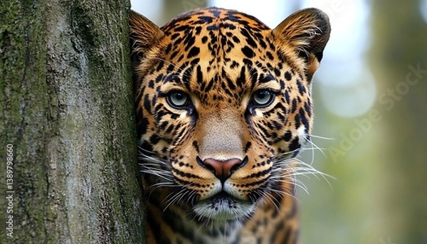 Obraz A close up portrait of a beautiful spotted leopard