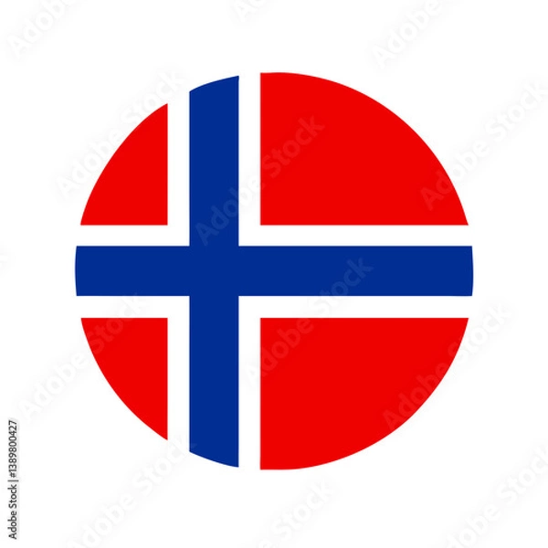 Fototapeta Norway Flag Icon in Red and Blue Color Scheme in a circular design  