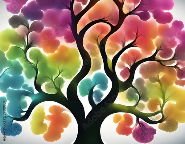 Fototapeta abstract colorful sparkling pattern like Oak tree background