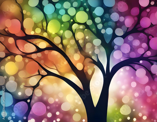 Fototapeta abstract colorful sparkling pattern like Oak tree background