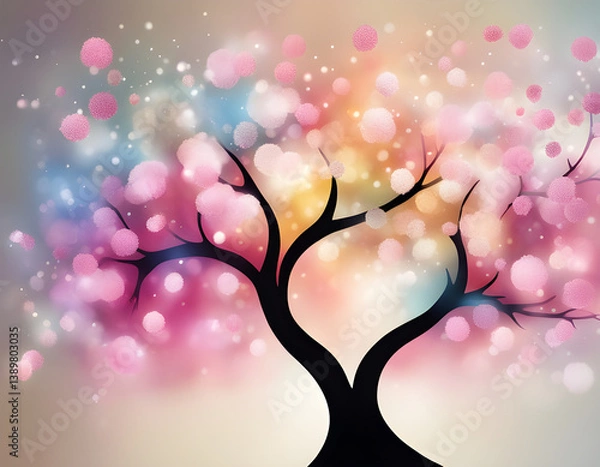 Fototapeta abstract colorful sparkling pattern like Cherry Blossom tree background