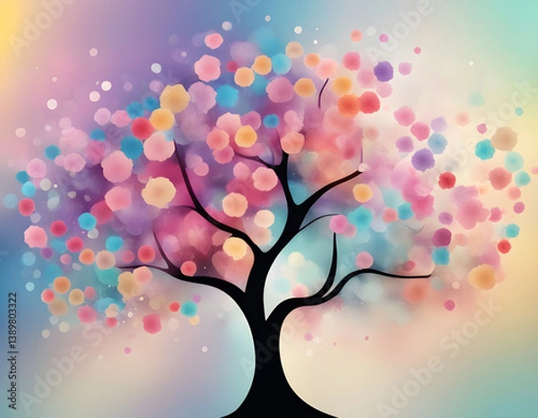 Fototapeta abstract colorful sparkling pattern like Cherry Blossom tree background