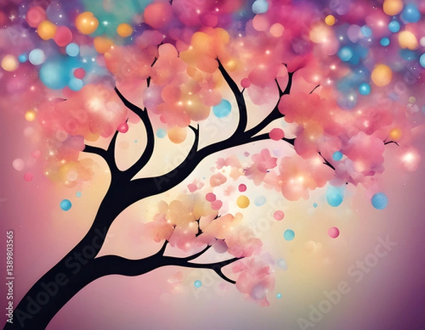 Fototapeta abstract colorful sparkling pattern like Cherry Blossom tree background