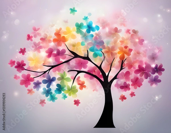 Fototapeta abstract colorful sparkling pattern like Cherry Blossom tree background