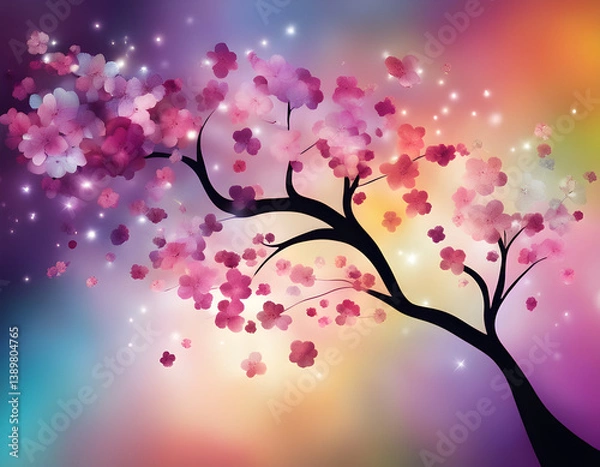 Fototapeta abstract colorful sparkling pattern like Cherry Blossom tree background