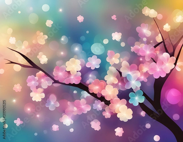 Fototapeta abstract colorful sparkling pattern like Cherry Blossom tree background