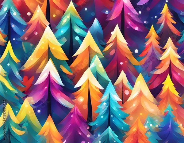 Fototapeta abstract colorful sparkling pattern like Pine tree background