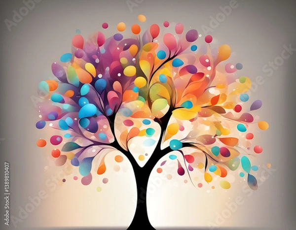 Fototapeta abstract colorful sparkling pattern like tree background