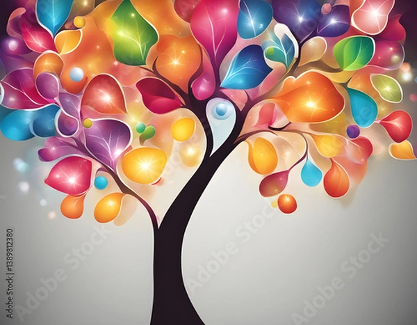 Fototapeta abstract colorful sparkling pattern like tree background