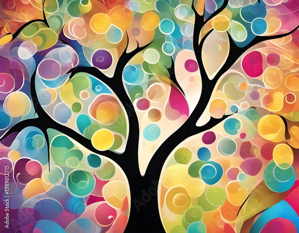 Fototapeta abstract colorful sparkling pattern like tree background
