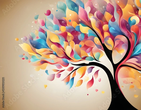 Fototapeta abstract colorful sparkling pattern like tree background