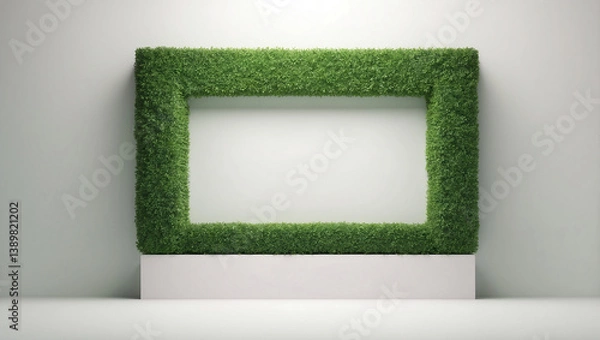 Fototapeta Charming Fresh Green Hedge Creating an Open Frame for a Scenic View