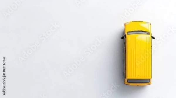 Obraz Yellow van toy on white background