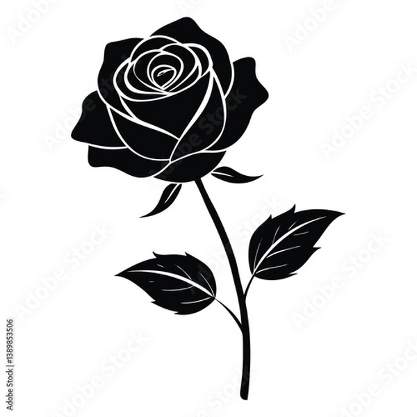 Obraz Rose Flower Silhouette Vector