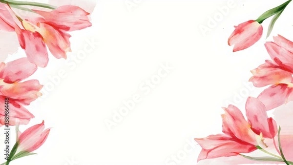 Obraz pink tulips frame