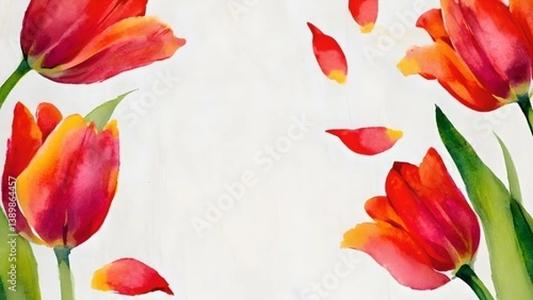 Obraz red tulips on white background