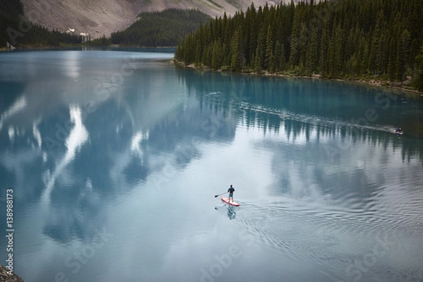 Obraz standup paddeln see einsam