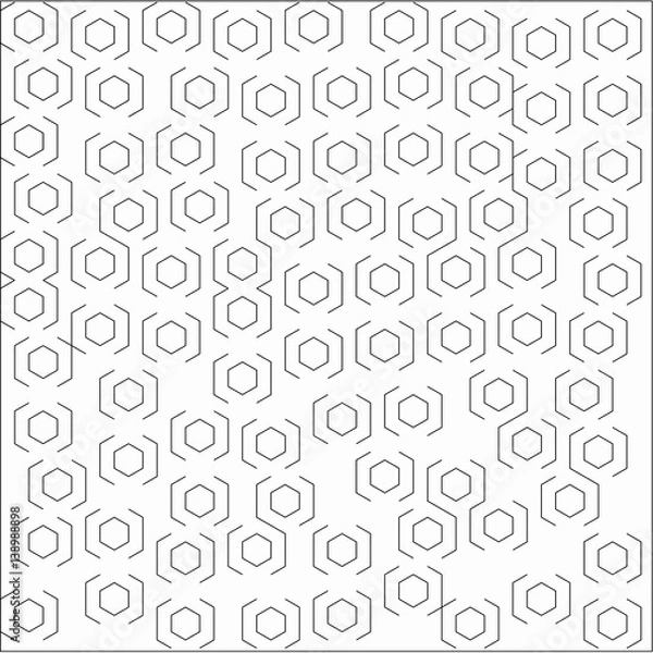 Fototapeta Abstract white background with lines hexagons strokes on both sides are placed randomly around the pattern