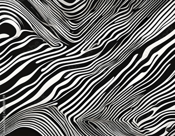 Fototapeta abstract black and white pattern like psychedelic background